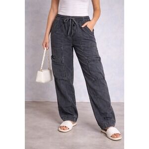 Free People Utility Cargo Jogger Pants – Washed Charcoal Gray